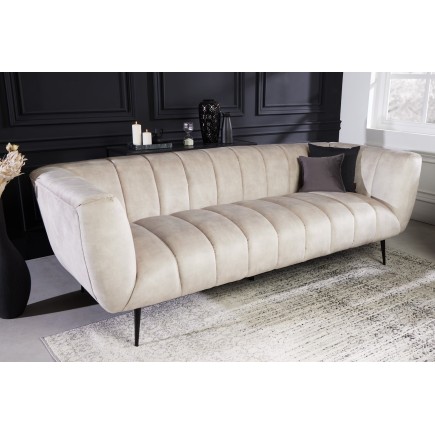 Canapé NOBLESSE 3 places velours champagne pieds noirs 2