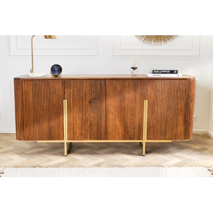 Buffet bas GATSBY 160cm manguier rétro brun et doré 2