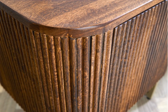 Buffet bas GATSBY 160cm manguier rétro brun et doré