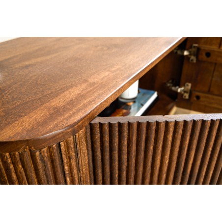 Buffet bas GATSBY 160cm manguier rétro brun et doré