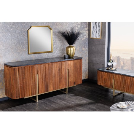 Buffet bas GATSBY 160cm manguier marbre noir doré