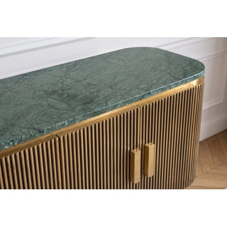 Buffet bas VENEZIANO 160cm manguier, marbre et laiton