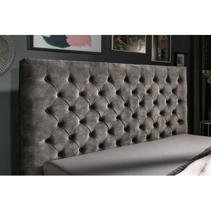 Lit Chesterfield PARIS 160x200cm velours gris olive 2