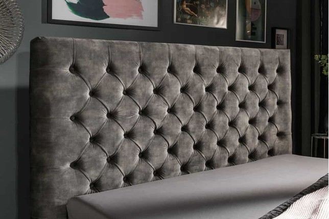 Lit Chesterfield PARIS 160x200 velours gris olive