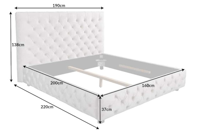 Lit Chesterfield PARIS 160x200 velours gris olive