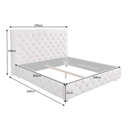 Lit Chesterfield PARIS 160x200 velours gris olive