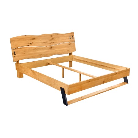 Lit double en bois massif AMAZONAS 180x200cm chêne sauvage naturel à bords naturels