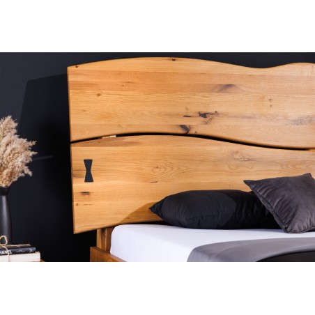Lit double en bois massif AMAZONAS 180x200cm chêne sauvage naturel à bords naturels