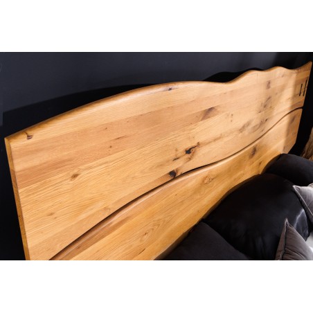 Lit double en bois massif AMAZONAS 180x200cm chêne sauvage naturel à bords naturels