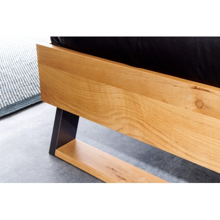 Lit double en bois massif AMAZONAS 180x200cm chêne sauvage naturel à bords naturels