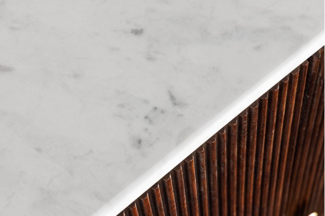Buffet bas GATSBY 170cm manguier et marbre blanc