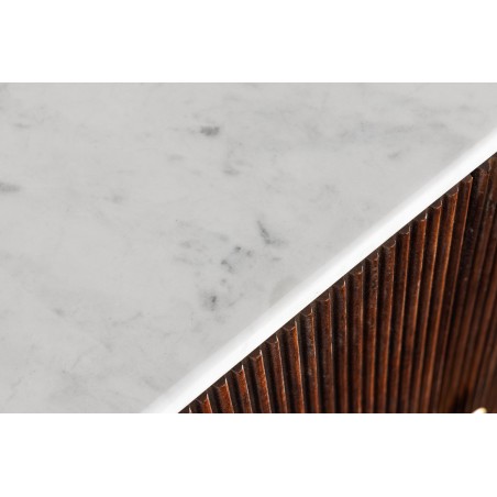 Buffet bas GATSBY 170cm manguier et marbre blanc
