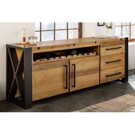 Buffet bas THOR 195cm bois pin recyclé vintage brown