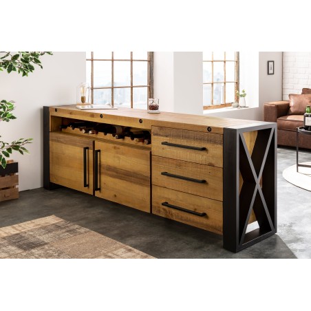Buffet bas THOR 195cm bois pin recyclé vintage brown