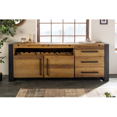Buffet bas THOR 195cm bois pin recyclé vintage brown