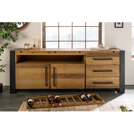 Buffet bas THOR 195cm bois pin recyclé vintage brown