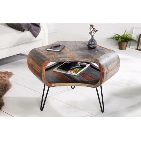 Table basse ORGANIC LIVING 70cm sheesham massif gris