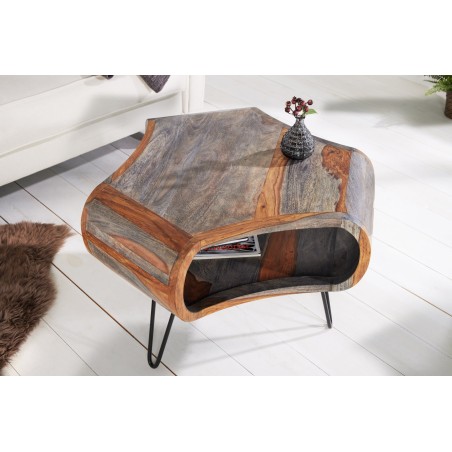 Table basse ORGANIC LIVING 70cm sheesham massif gris