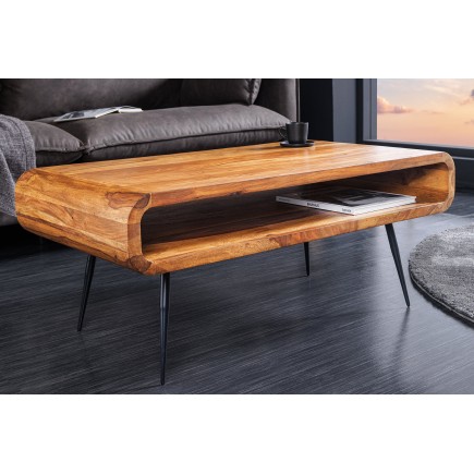 Table basse ALPHA 90cm Sheesham finition pierre