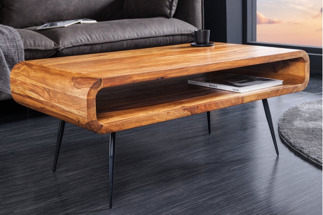 Table basse ALPHA 90cm Sheesham finition pierre