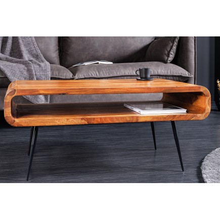 Table basse ALPHA 90cm Sheesham finition pierre 2