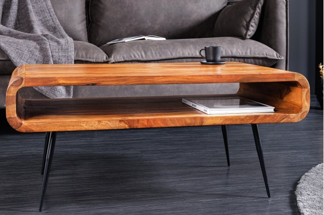 Table basse ALPHA 90cm Sheesham finition pierre