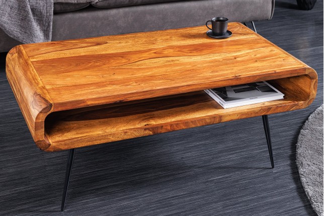 Table basse ALPHA 90cm Sheesham finition pierre