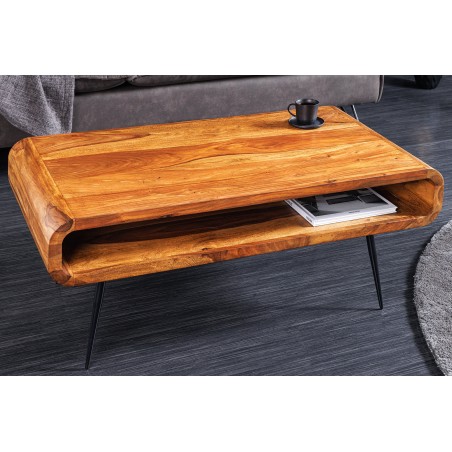 Table basse ALPHA 90cm Sheesham finition pierre