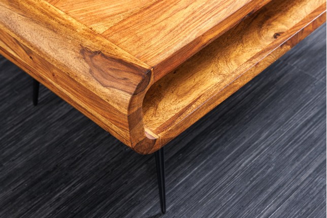 Table basse ALPHA 90cm Sheesham finition pierre