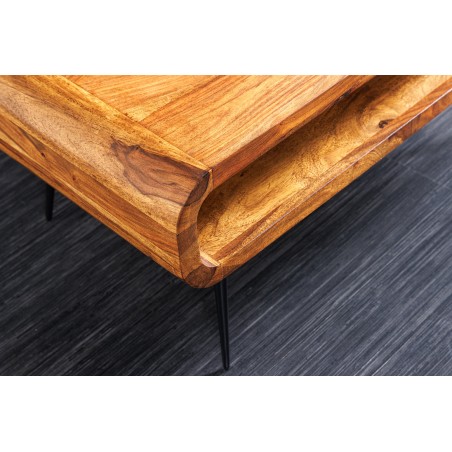 Table basse ALPHA 90cm Sheesham finition pierre