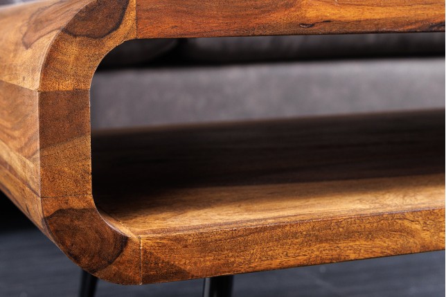 Table basse ALPHA 90cm Sheesham finition pierre