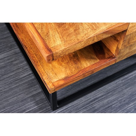 Table basse GIANT 60cm sheesham massif finition pierre