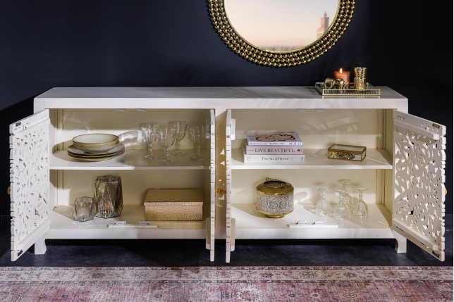 Buffet bas MARRAKECH 170cm manguier blanc