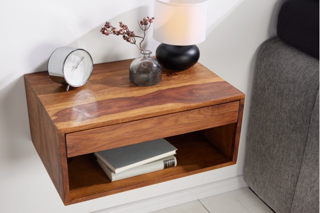 Table de chevet LAGOS 50cm suspendue en sheesham massif