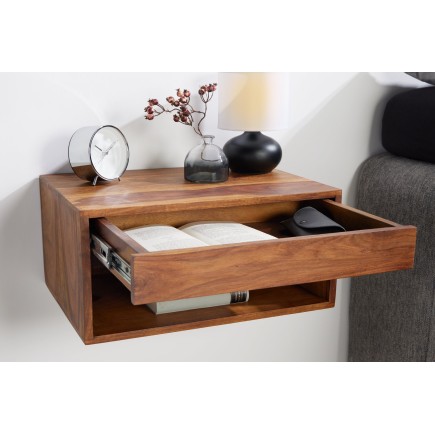Table de chevet LAGOS 50cm suspendue en sheesham massif 2
