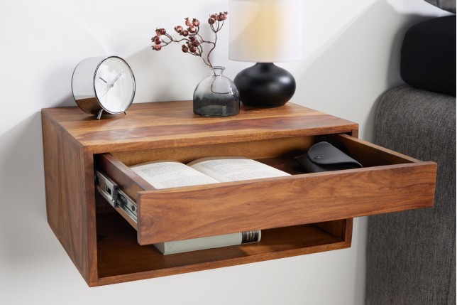 Table de chevet LAGOS 50cm suspendue en sheesham massif