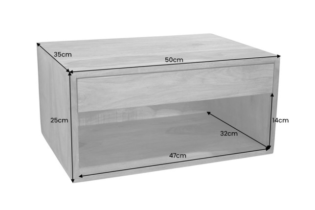 Table de chevet LAGOS 50cm suspendue en sheesham massif
