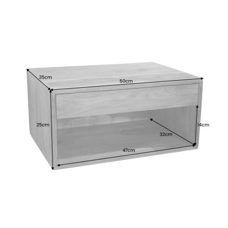 Table de chevet LAGOS 50cm suspendue en sheesham massif