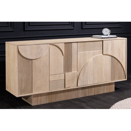 Buffet bas ART DECO 170cm manguier blanchi