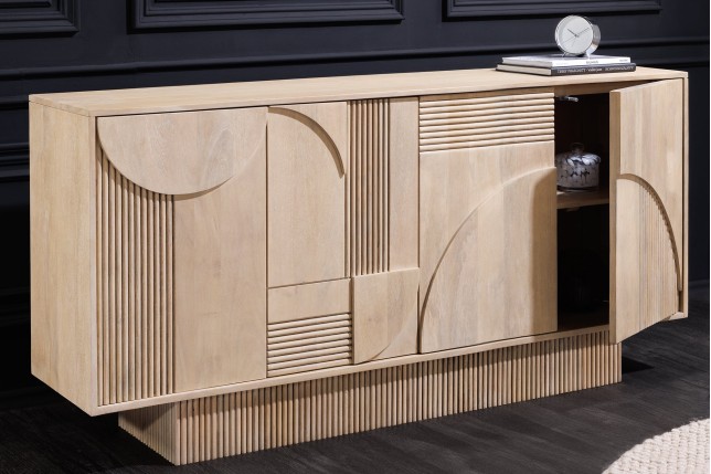 Buffet bas ART DECO 170cm manguier blanchi