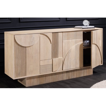 Buffet bas ART DECO 170cm manguier blanchi
