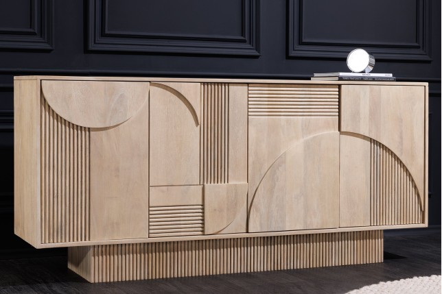 Buffet bas ART DECO 170cm manguier blanchi