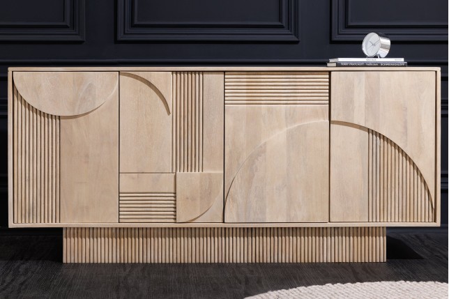 Buffet bas ART DECO 170cm manguier blanchi