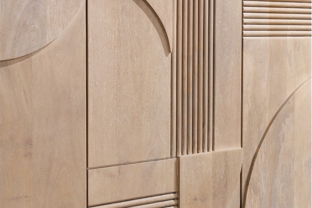 Buffet bas ART DECO 170cm manguier blanchi