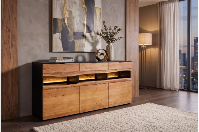 Buffet bas GRAND ACACIA 180cm bois massif LED | Déco
