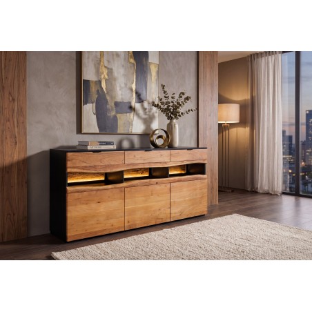 Buffet bas GRAND ACACIA 180cm bois massif LED | Déco