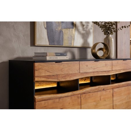 Buffet bas GRAND ACACIA 180cm bois massif LED | Déco