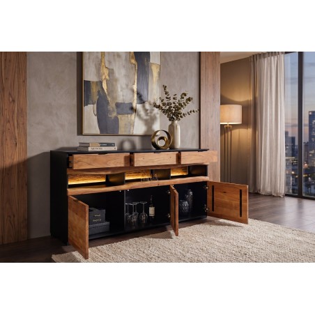 Buffet bas GRAND ACACIA 180cm bois massif LED | Déco