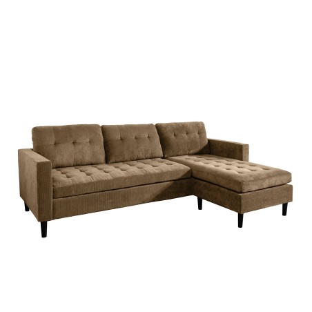 Canapé d'angle STOCKHOLM 220cm cordé marron