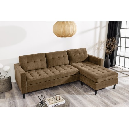 Canapé d'angle STOCKHOLM 220cm cordé marron